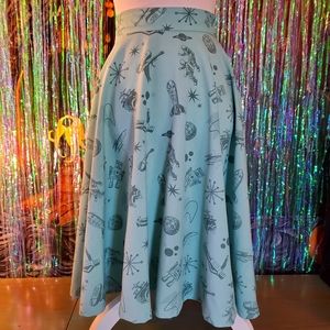 Retro space rockabilly 60s scifi poodle midi skirt